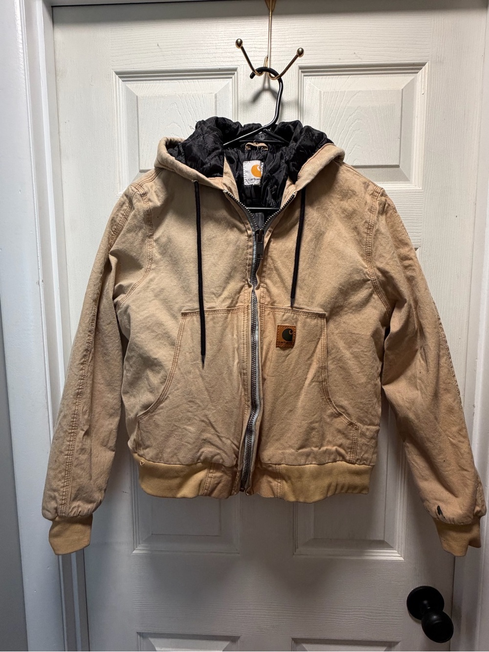 Carhartt Tan/Tan Canvas Hooded Work Jacket